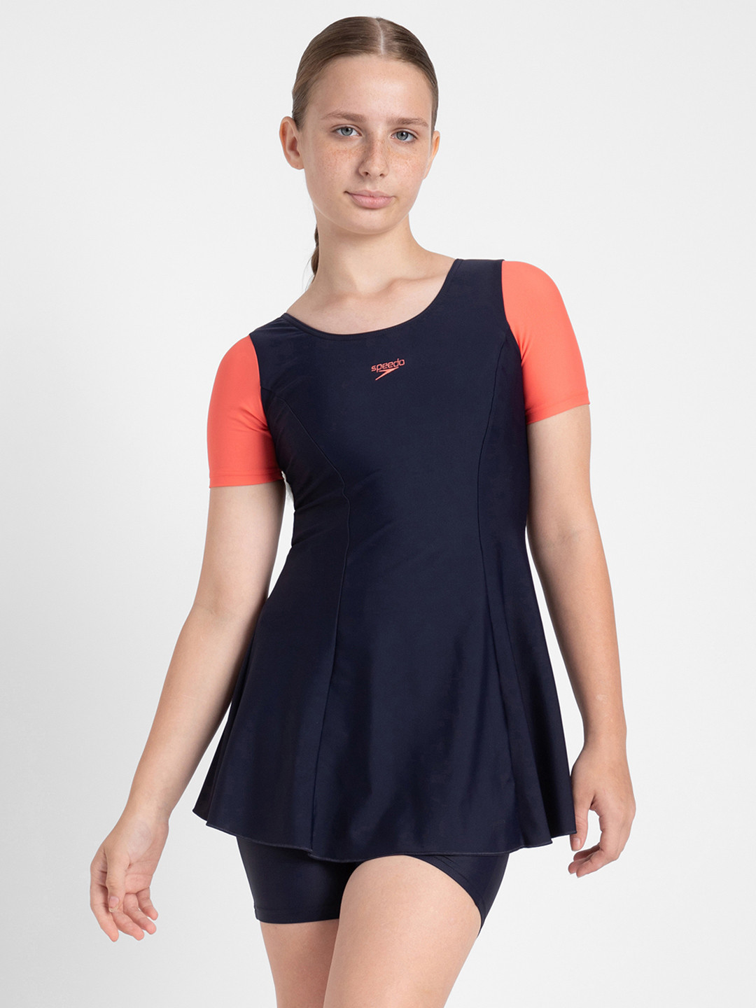 Speedo Girl's Endurance10 UPF 40+ Sleeved Closedback Swimdress With Boyleg