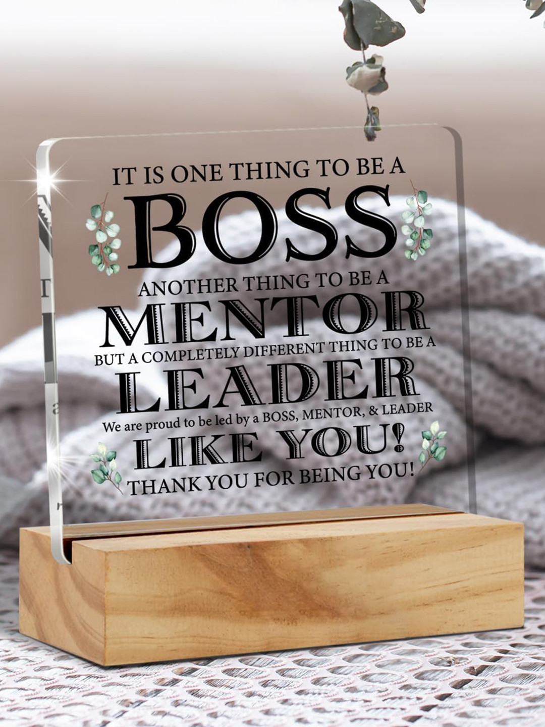 BS AMOR Best Boss Transparent Wood Natural Home Office Set of 2 Medium Showpieces - 5 Inches