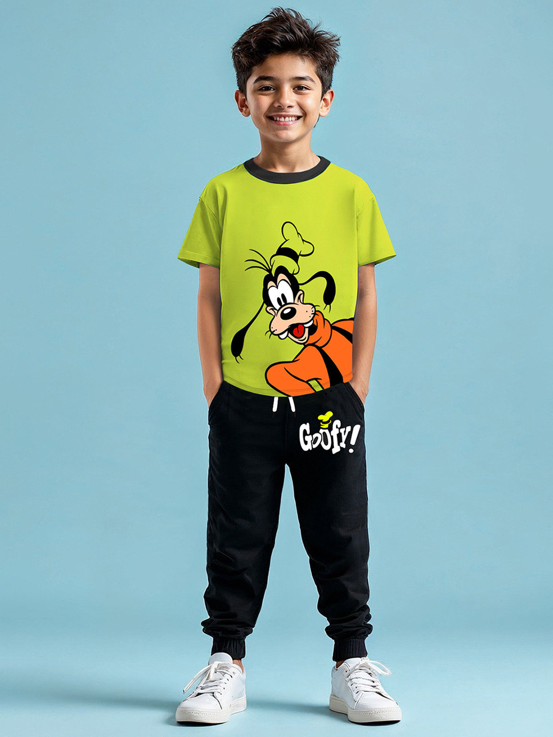 YK Disney Boys Goofy Printed T-shirt & Track Pant Set