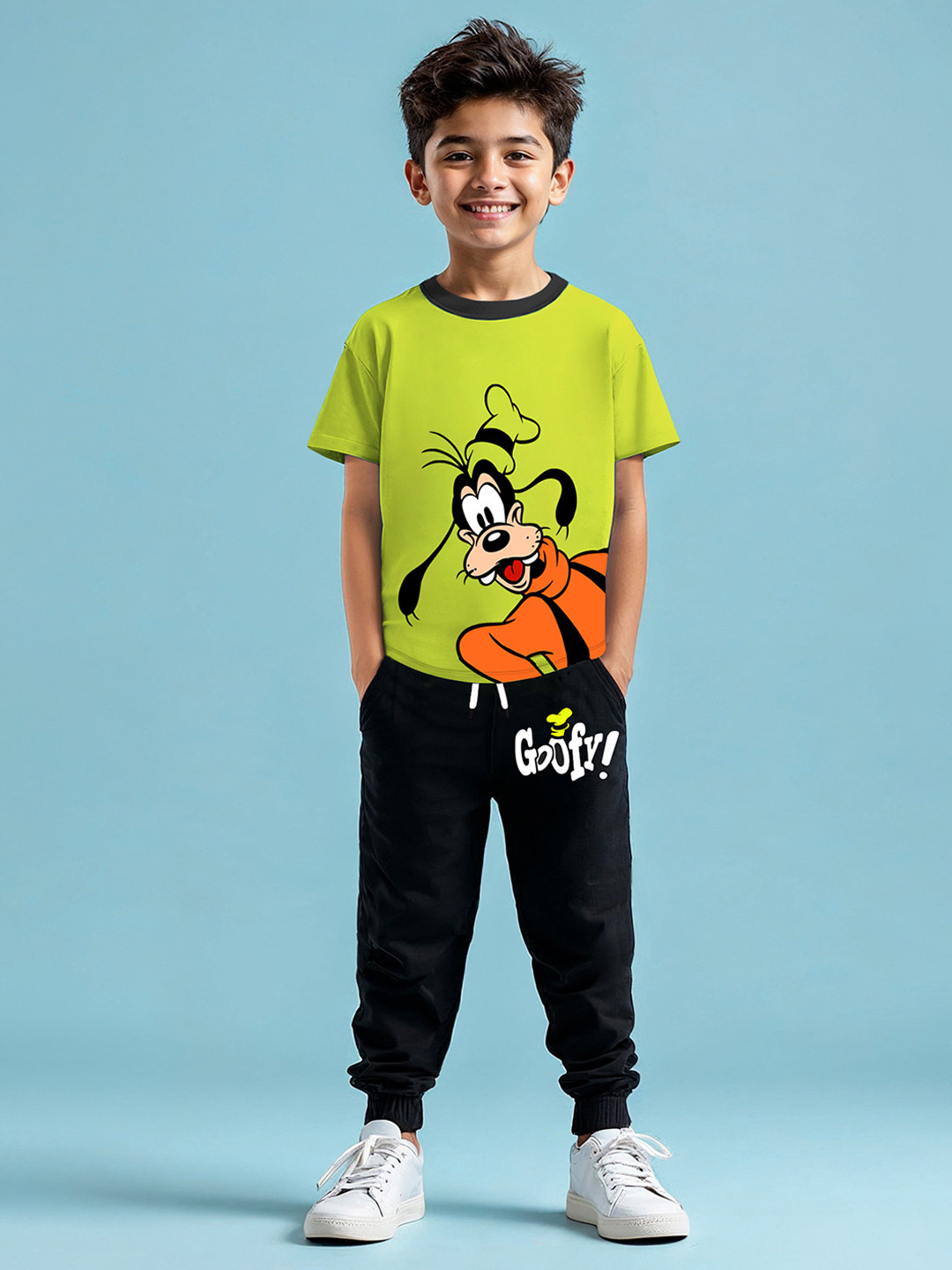 YK Disney Boys Goofy Printed T-shirt & Track Pant Set