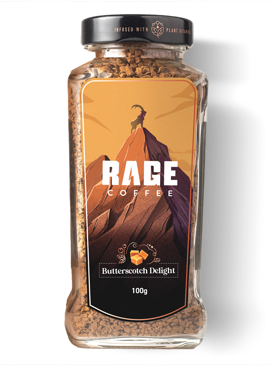 Rage Coffee Premium Arabica Instant Coffee - Butterscotch Delight Flavour - 100 g