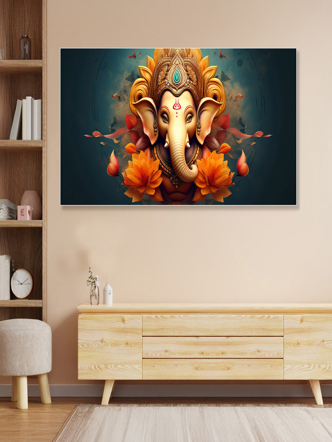 nestroots Divine Love of Krishna and Radha | Gold Floating Frame | 18x36