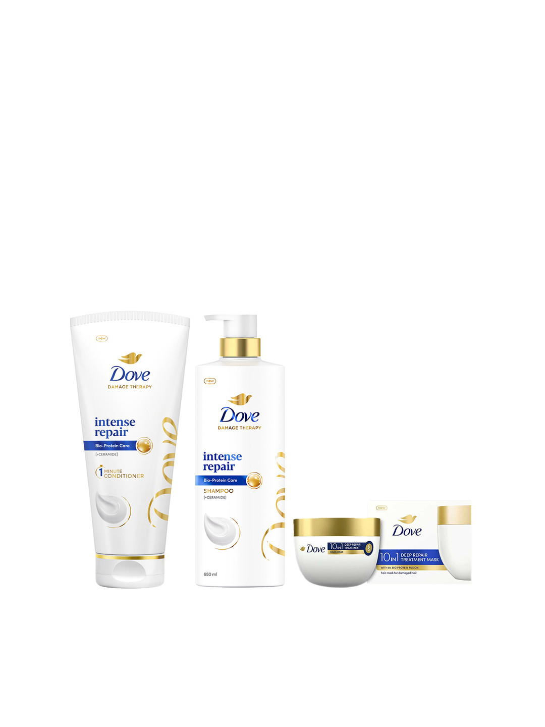 Dove Set of Intense Repair Conditioner 175ml + Shampoo 650ml + Deep Repair Hair Mask 300ml