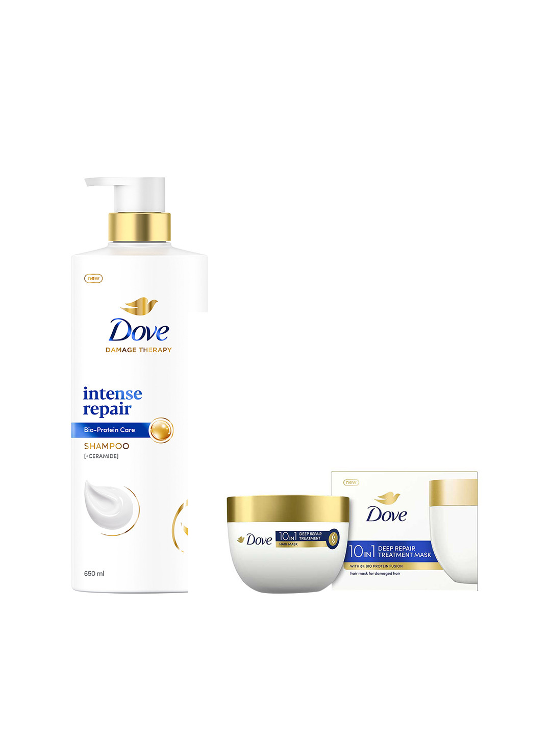 Dove Set of Intense Repair Conditioner 175ml + Shampoo 650ml + Deep Repair Hair Mask 120ml