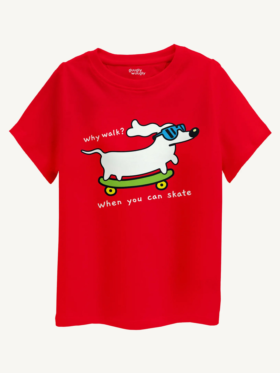 Guugly Wuugly Super Soft Combed Compact Cotton Dog Skate Red T-shirt