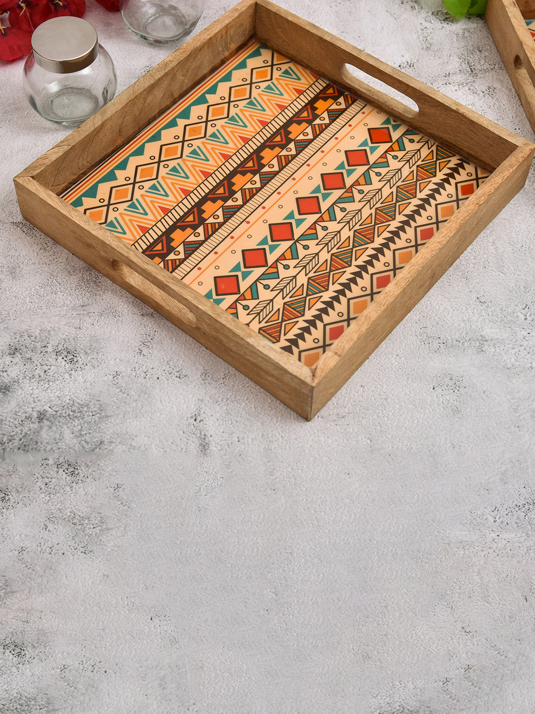 oggn Yellow 2025 Wood 1 Pieces Easy to Clean Serving Tray