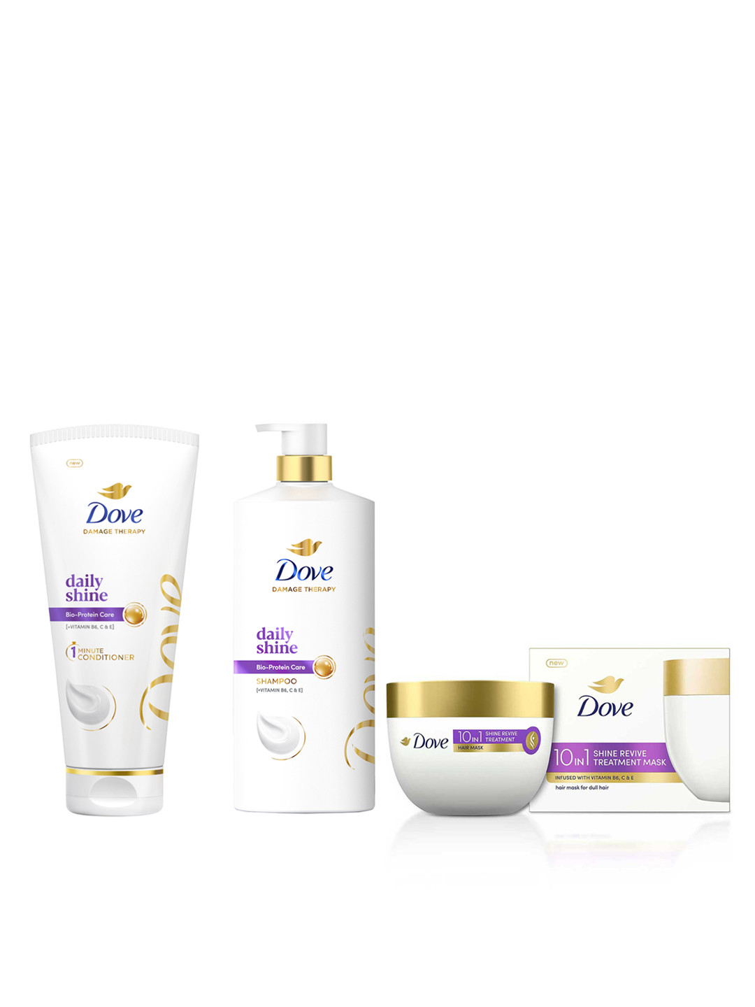 Dove Set of Daily Shine Conditioner 175ml + Shampoo 1L + Shine Revive Hair Mask 300ml