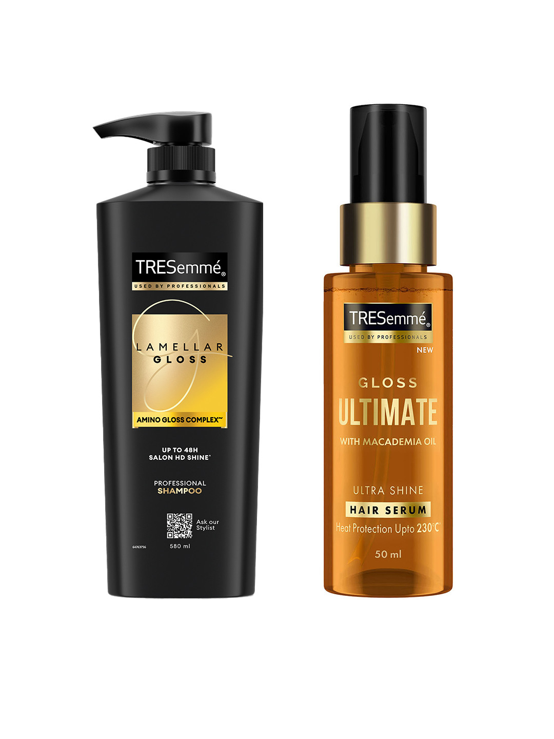 TRESemme Set of Gloss Ultimate Hair Serum 50ml & Lamellar Gloss Shampoo 580ml