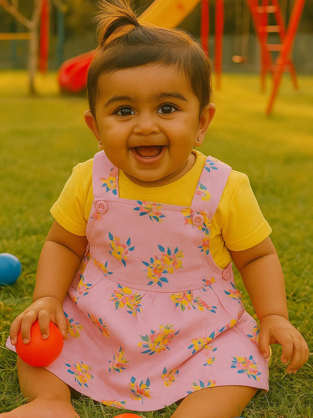 MeeMee Floral Print Pinafore Dress