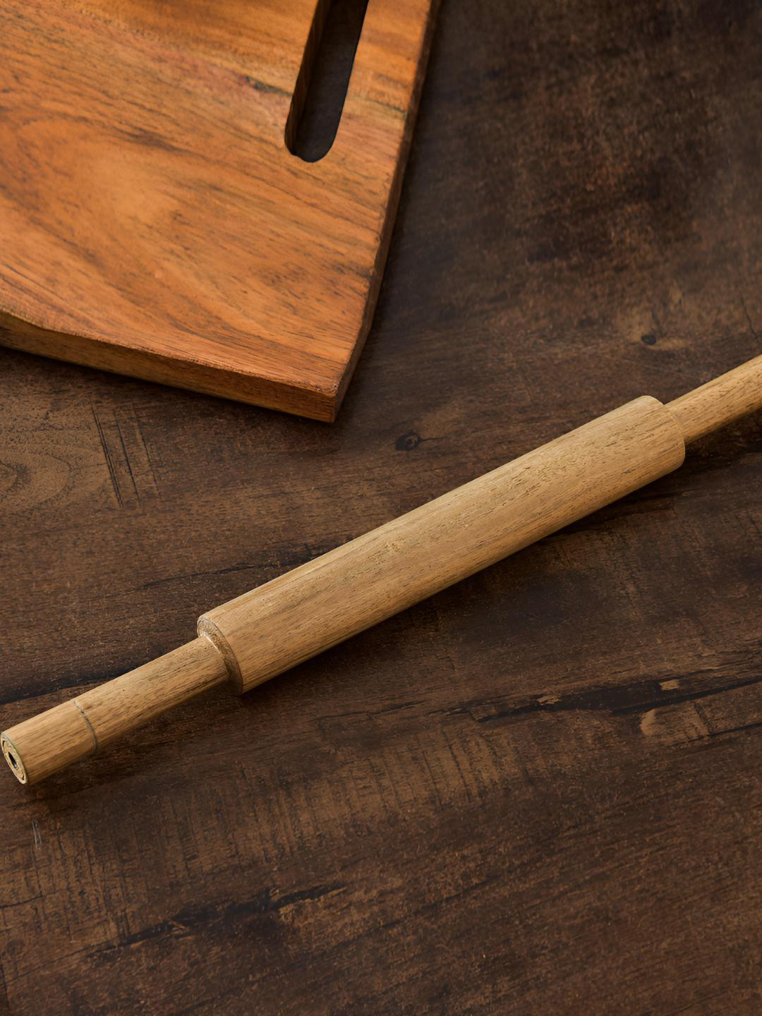 oggn Acacia Brown Wooden Rolling Pin Belan