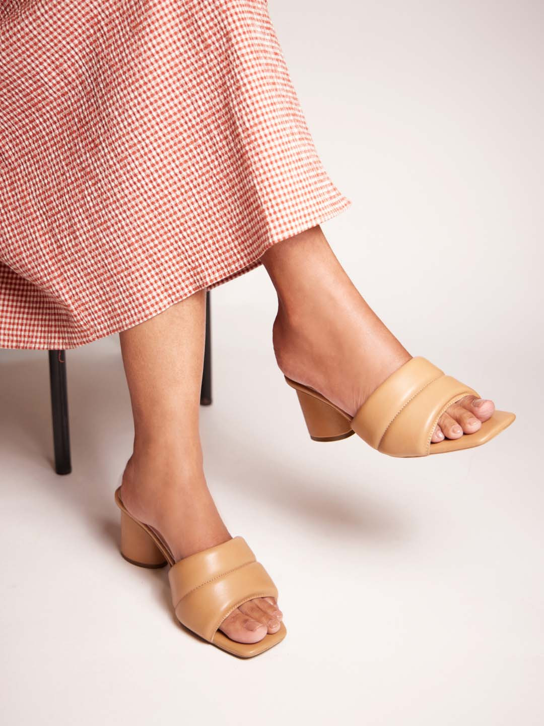 CAI Puffed Open Toe Heels