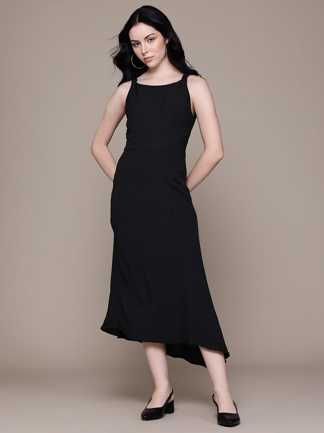 MANGO Twisted A-Line Midi Dress