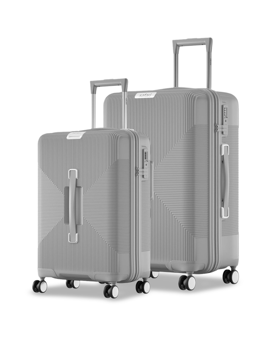 Safari Select Trunk Set of 2 Grey Huge Capacity with TSA Lock Polycarbonate Trolley Bag