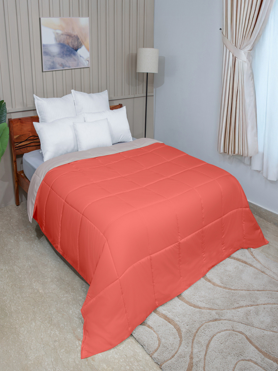 Modern Threads Orange & Rust Microfiber AC Room 120 GSM Reversable Single Bed Comforter