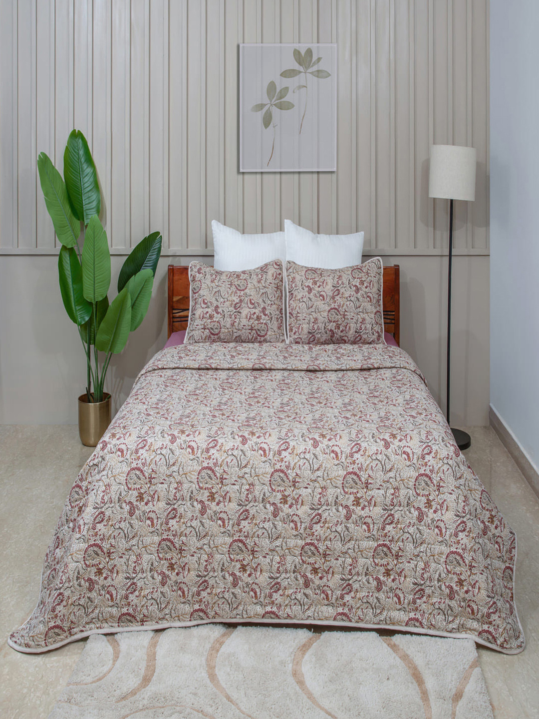 Modern Threads Voile & Cream Floral  AC Room 130GSM Single Bed 2 Piece Comforter Set