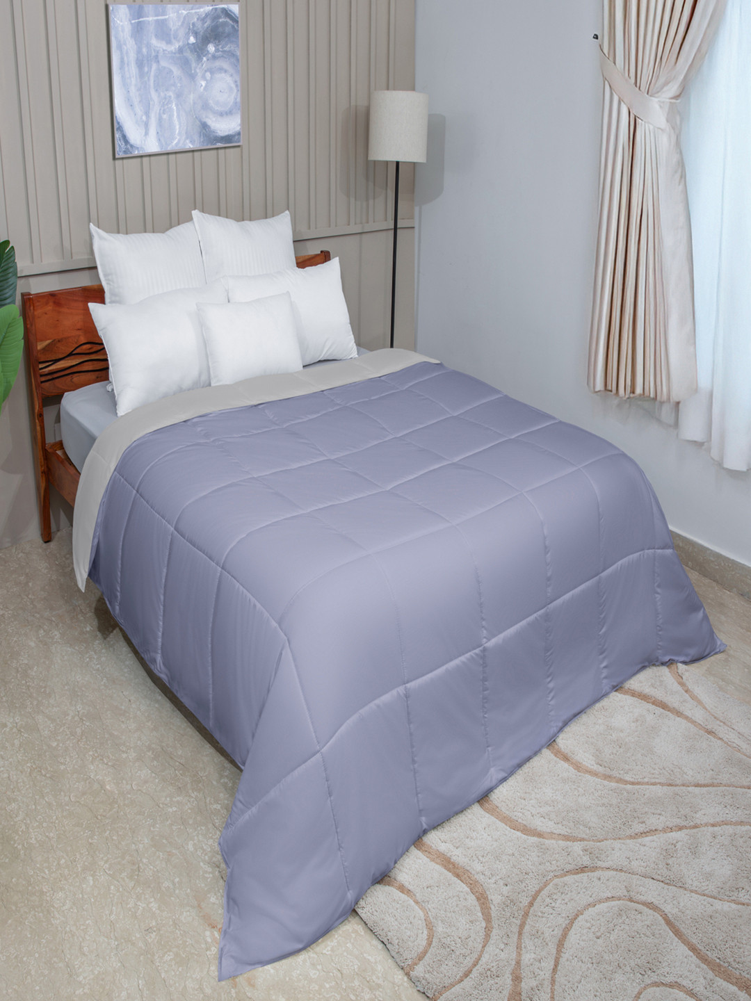 Modern Threads Amethyst & Silver Microfiber AC Room 120 GSM Reversable Single Comforter