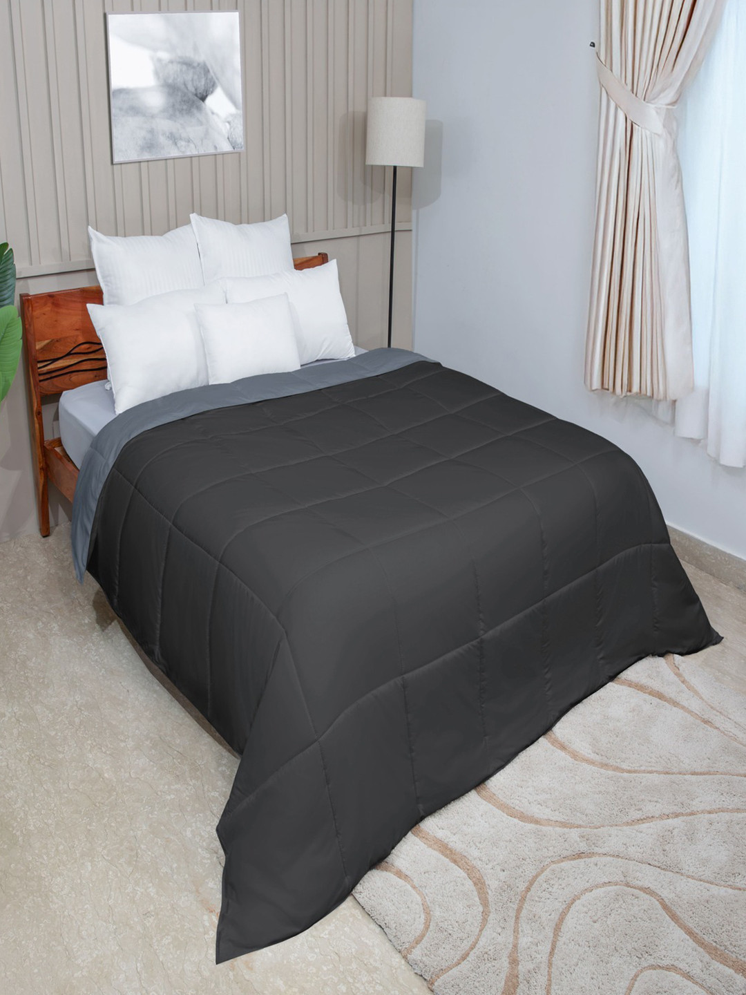 Modern Threads Carbon & Steel Microfiber AC Room 120 GSM Reversable Single Bed Comforter