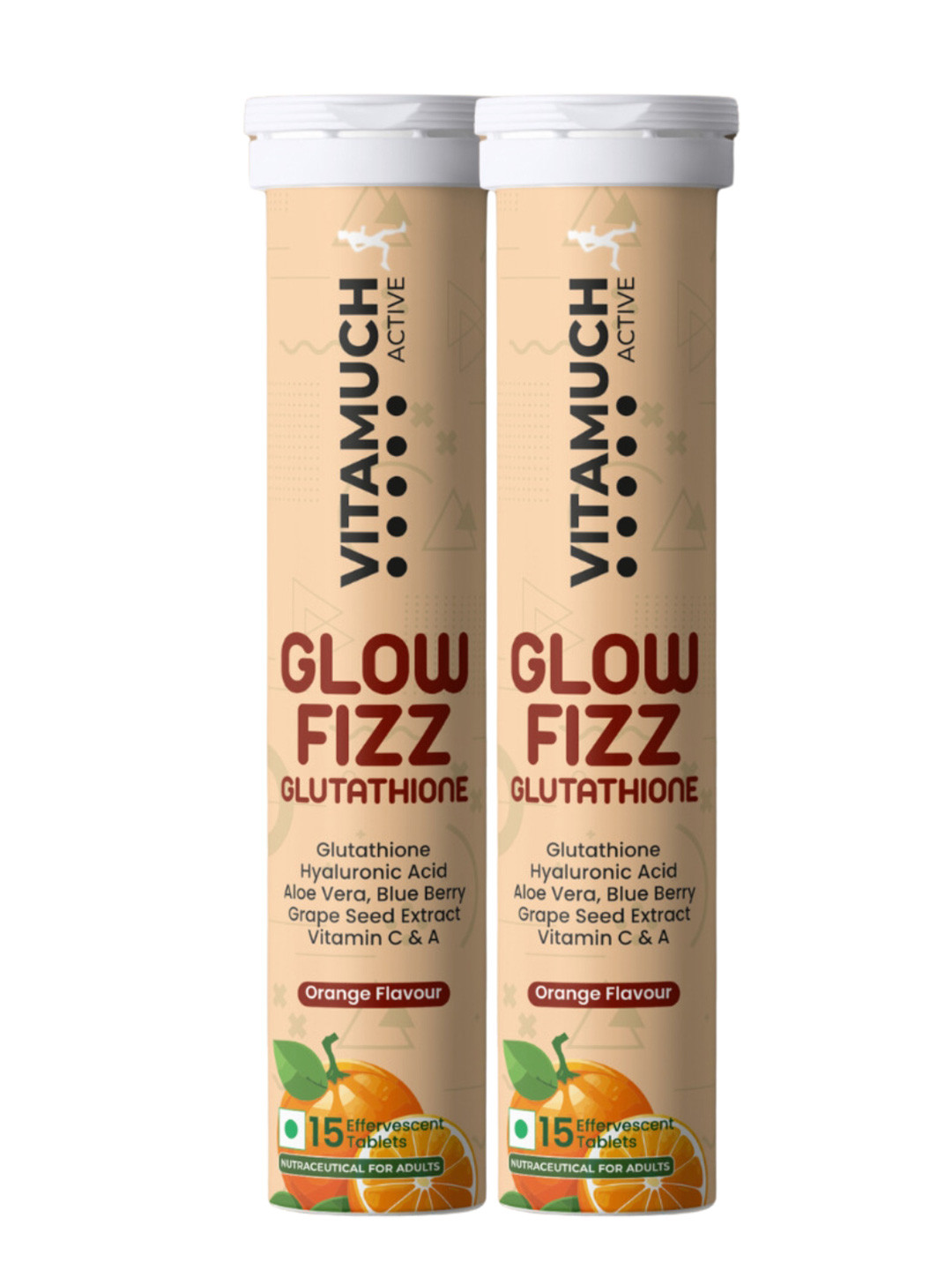 Vitamuch Set Of 2 Glow Fizz Orange Tablets -15 Tablets Each