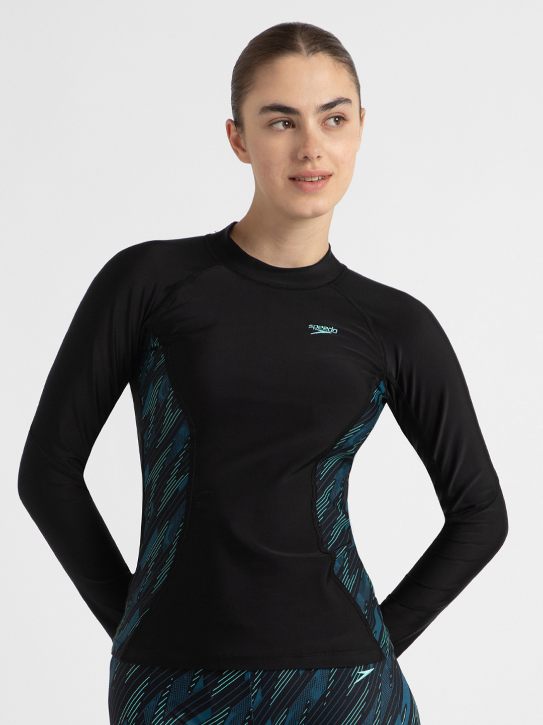 Speedo Women Endurance10 Hyperboom Print Long Sleeve Suntop With UPF 40+ Sun Protection