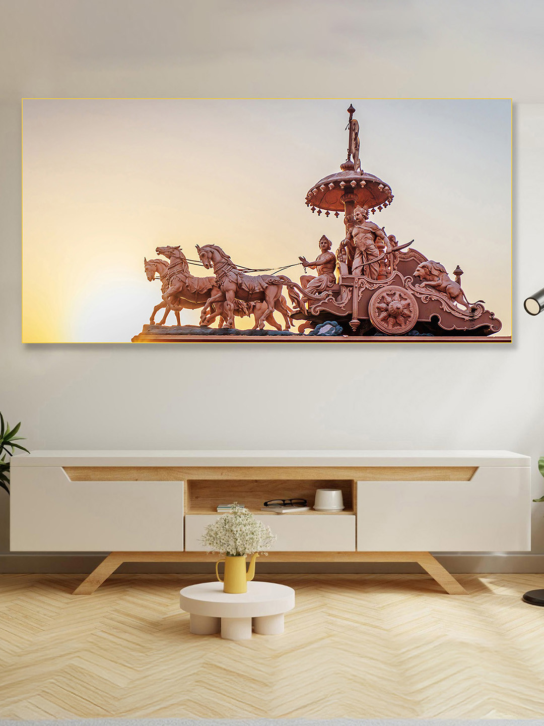 nestroots Copper-Toned Majestic Horses Galloping At Sunset Canvas Painting Wall Art