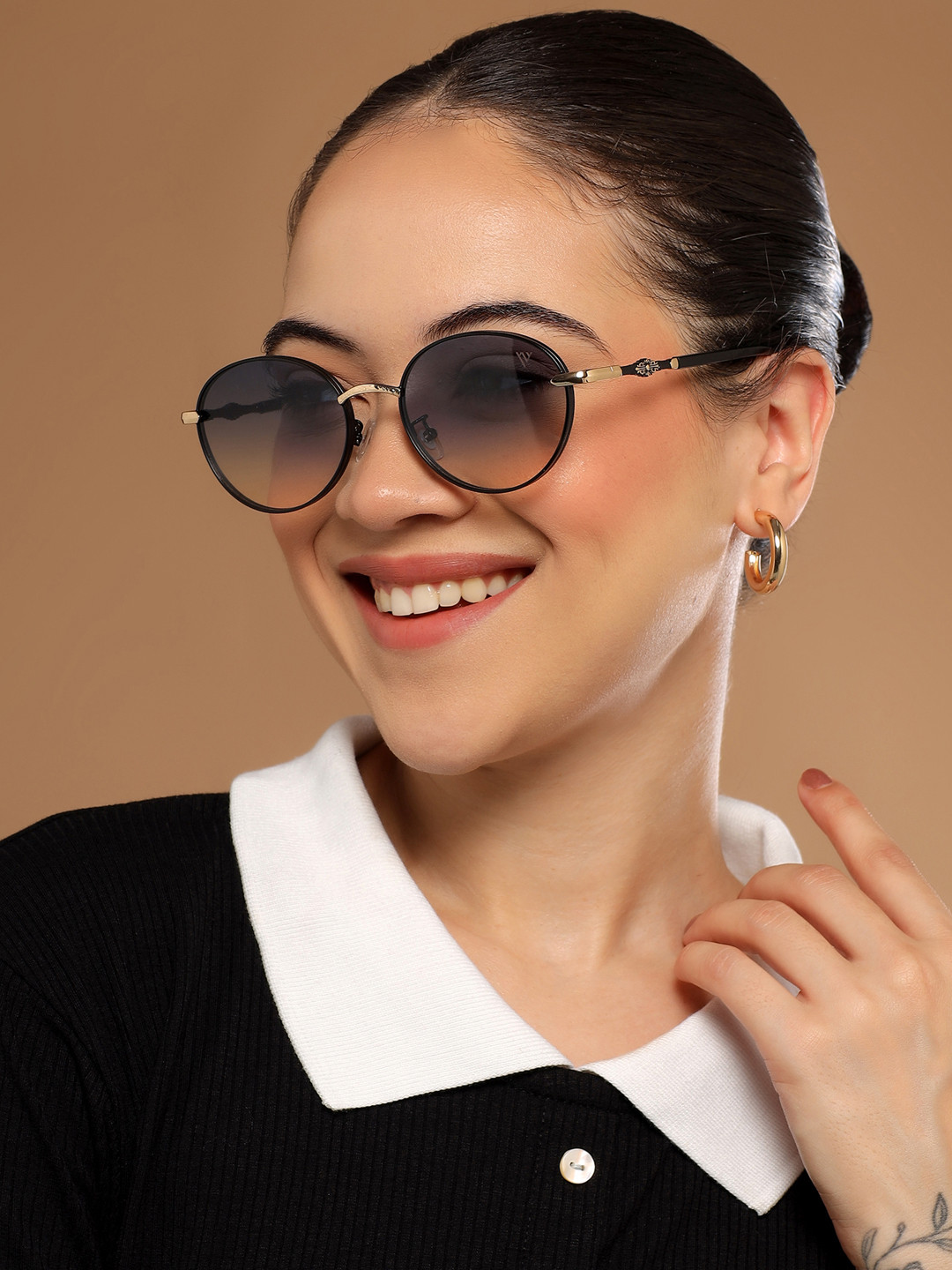 Voyage Round UV Protected Sunglasses for Unisex Blue & Clear Lens - 2A903MG6729