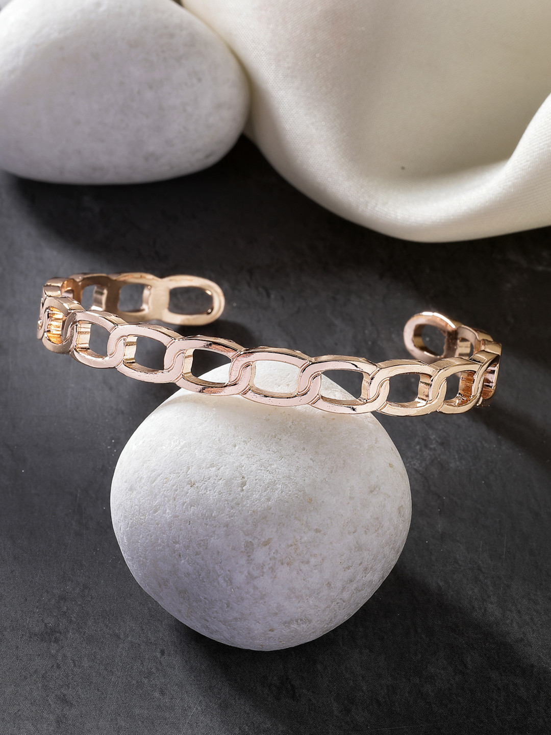 Roadster Men Rose Gold Metal Cuff Bracelet