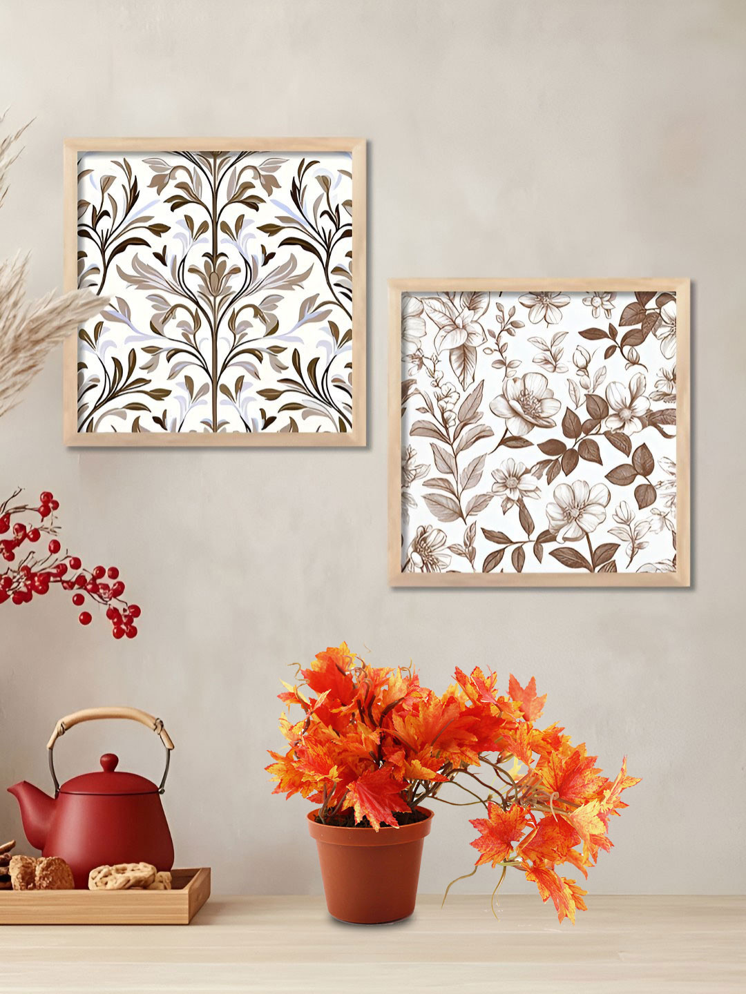 EarthCraft Orange Colored & Grey German Maple Plant in Pot -17 cm