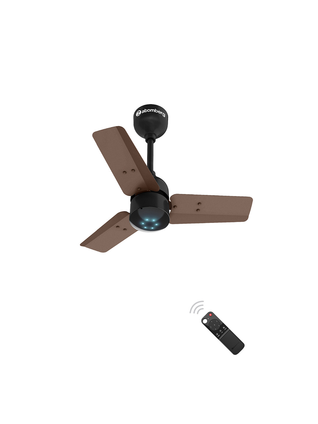 Atomberg Brown & Black Renesa 600mm BLDC Ceiling Fan with IoT & Remote LED Indicators