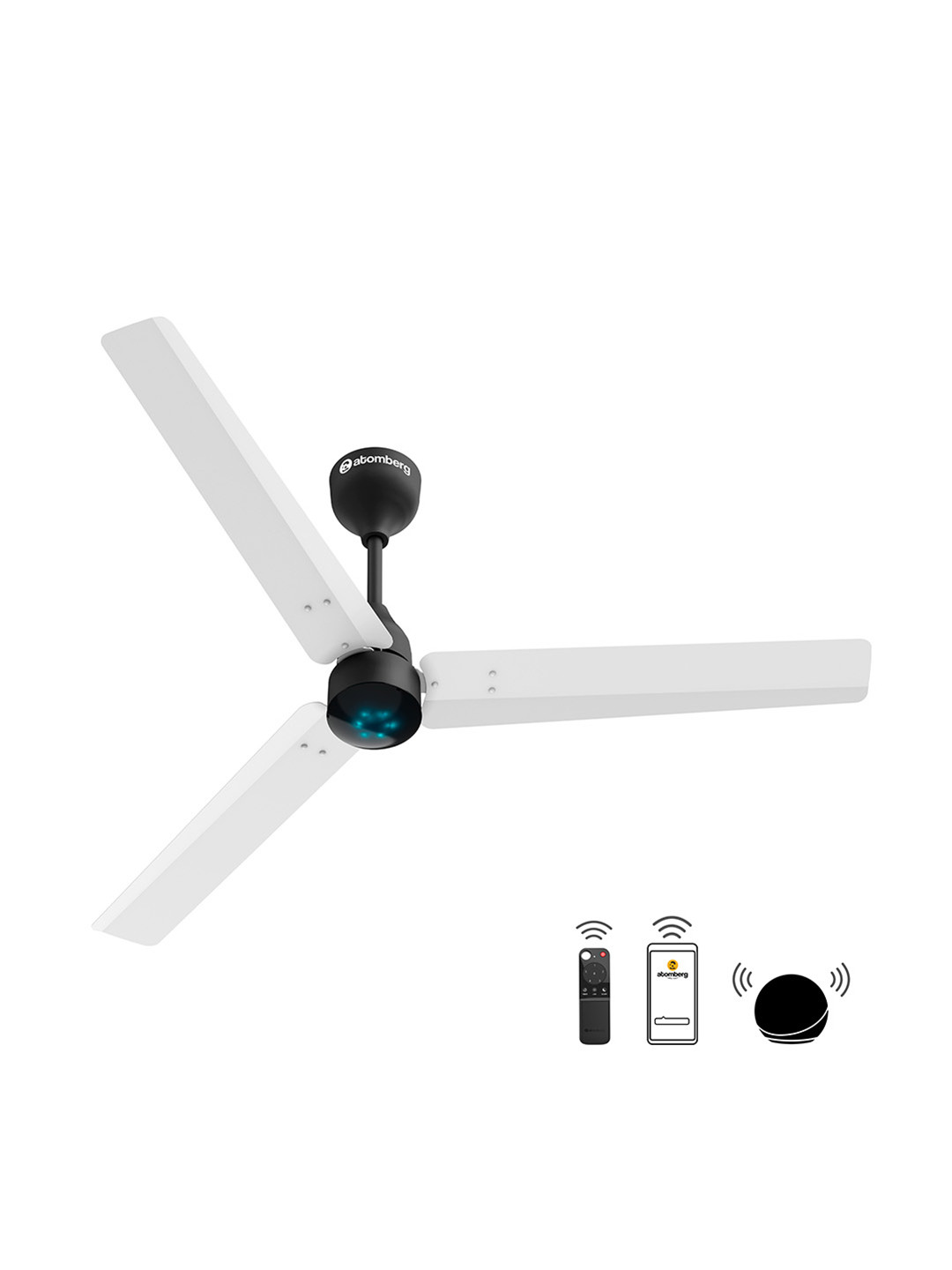 Atomberg Renesa Smart White & Black 1200mm BLDC Ceiling Fan with IoT & Remote