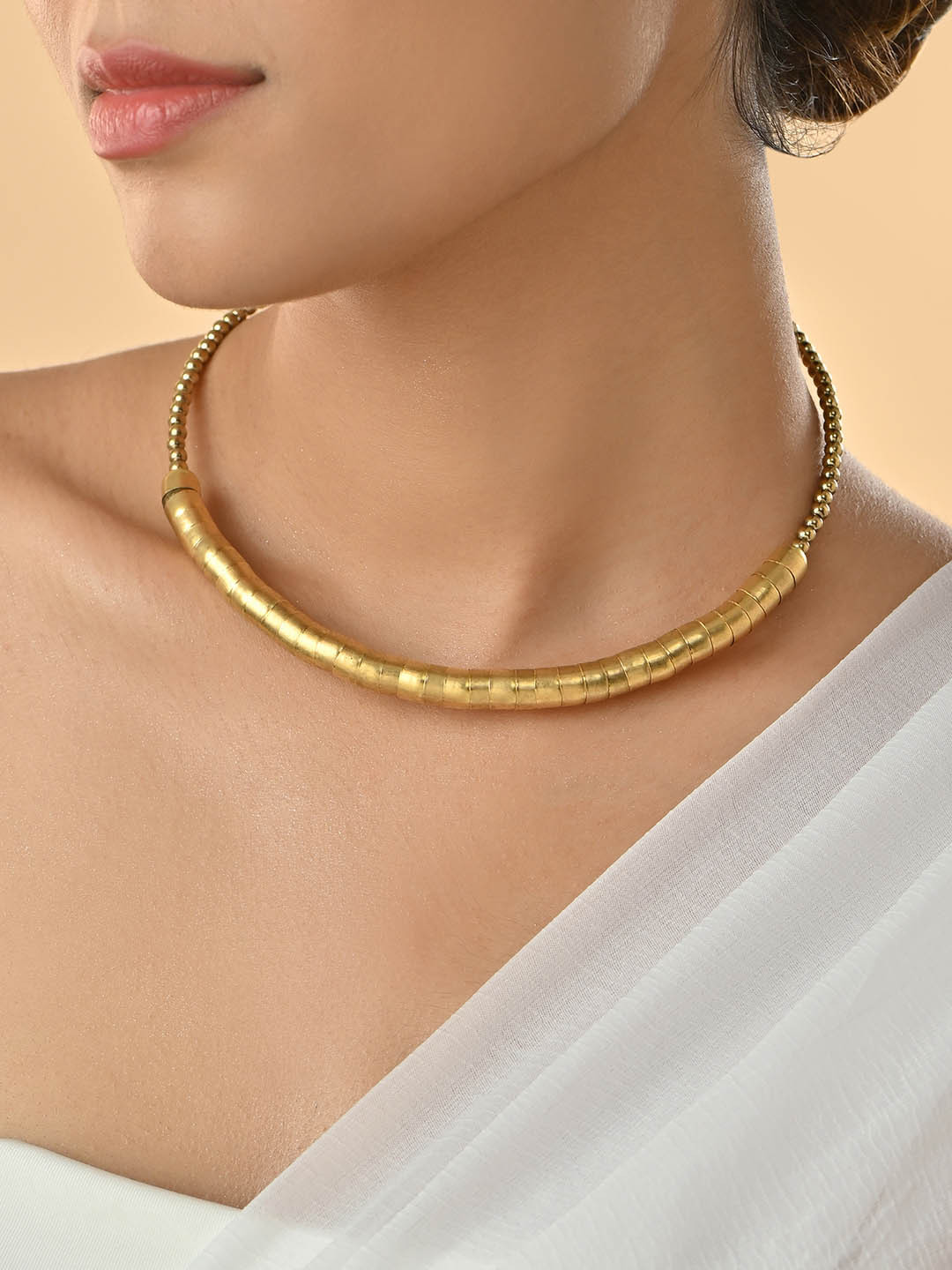 Fida Gold -Toned Party Molten Beaded Choker Necklace