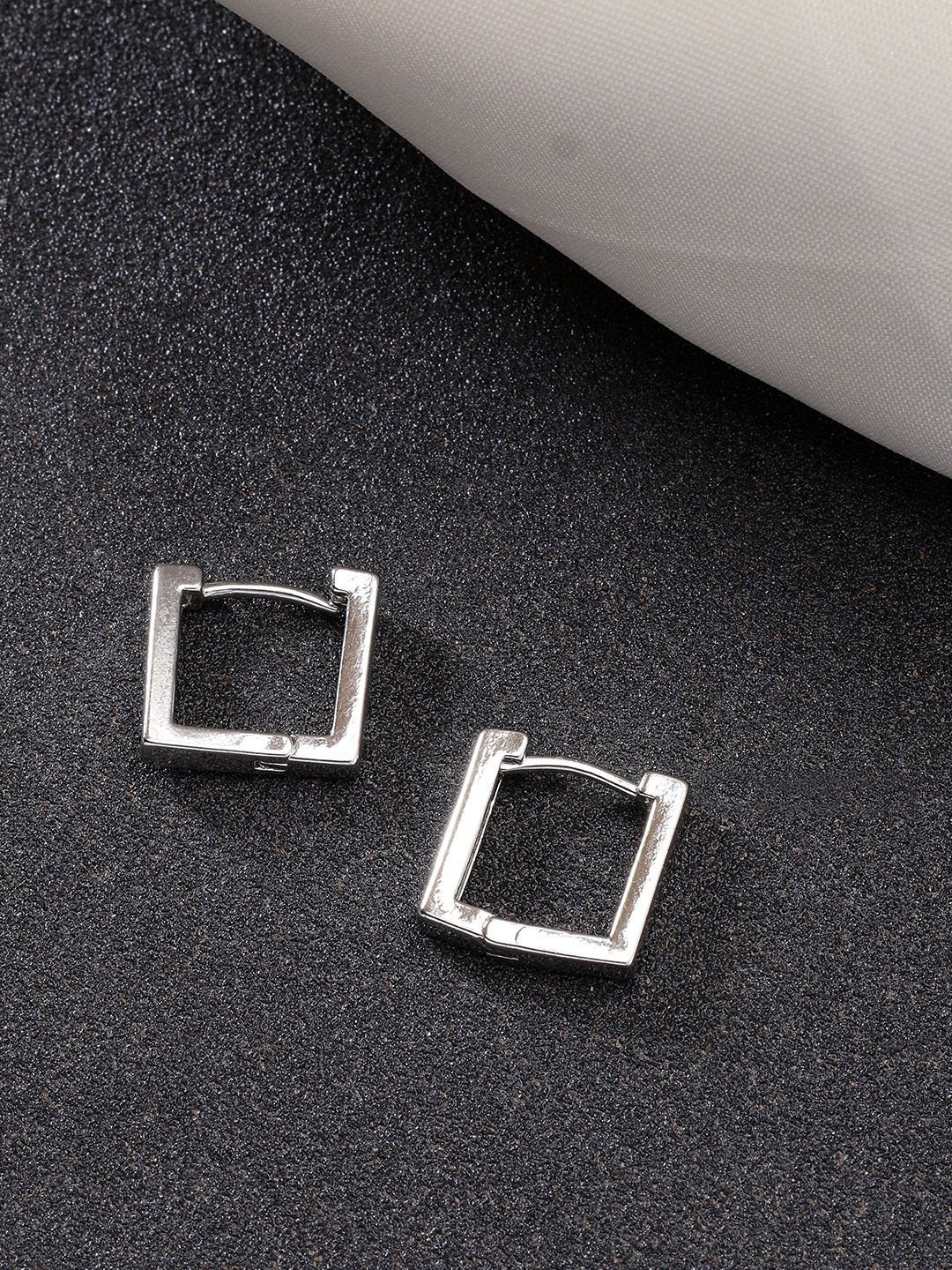 Dressberry Men Silver-Plated Geometric Shape Stainless Steel Hoop Earrings