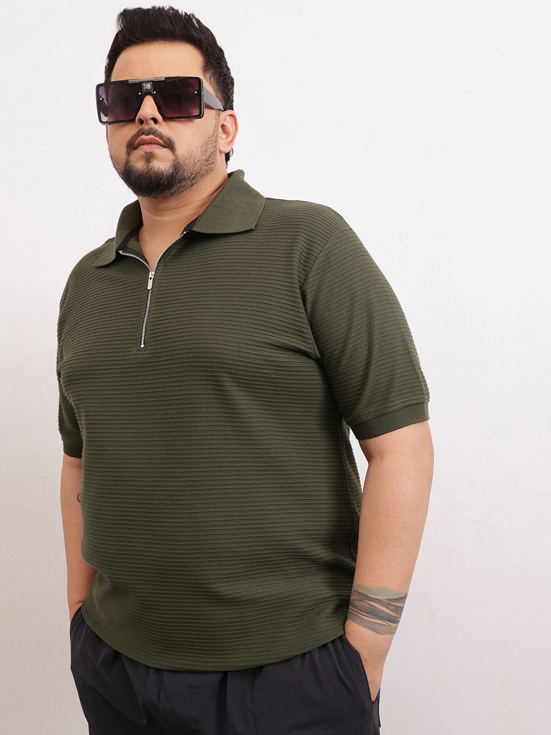 Toodle Plus Plus size zipper polo men t-shirt