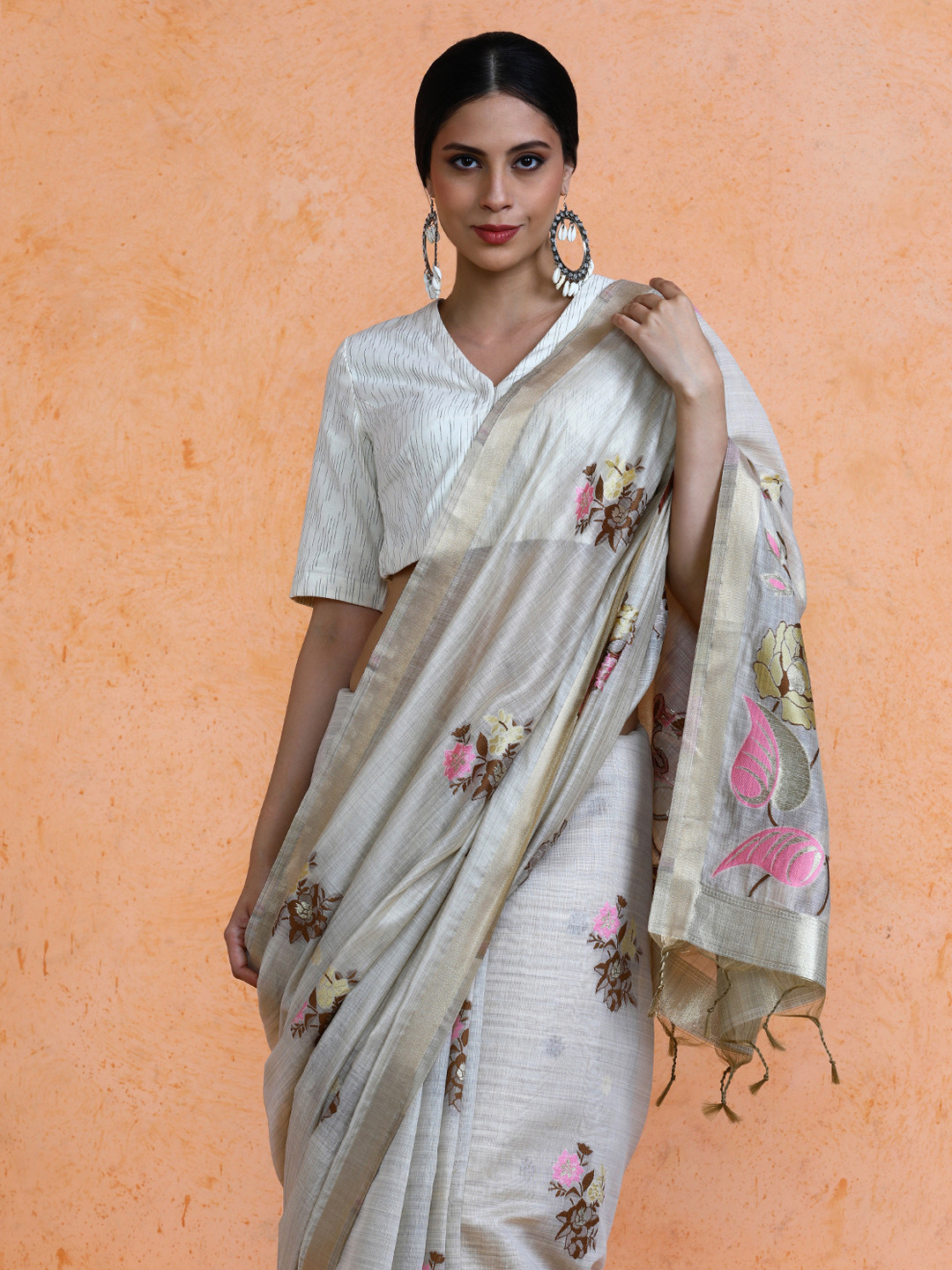 SARHA Woven Design Muga Cotton Saree