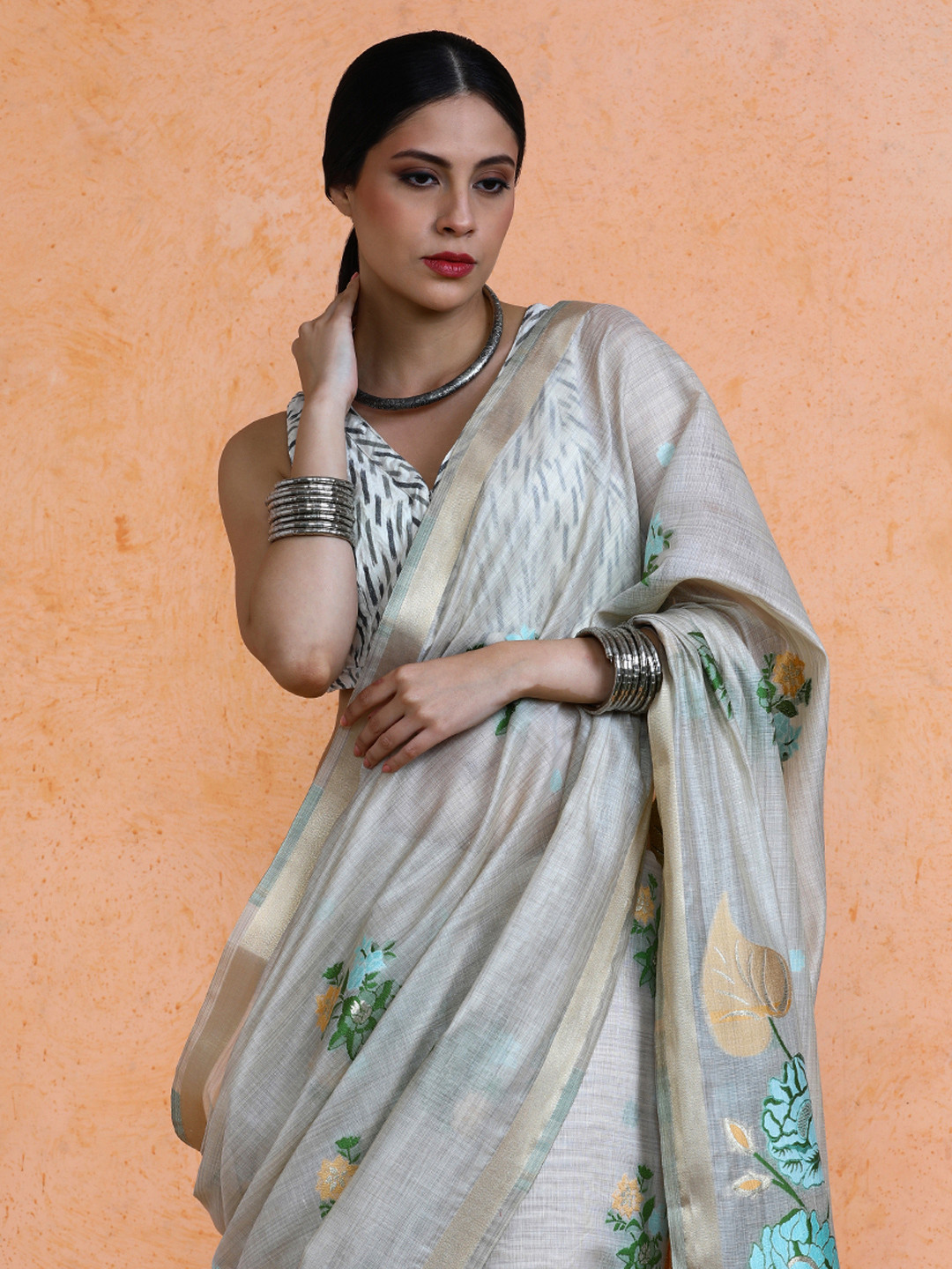 SARHA Woven Design Muga Cotton Saree
