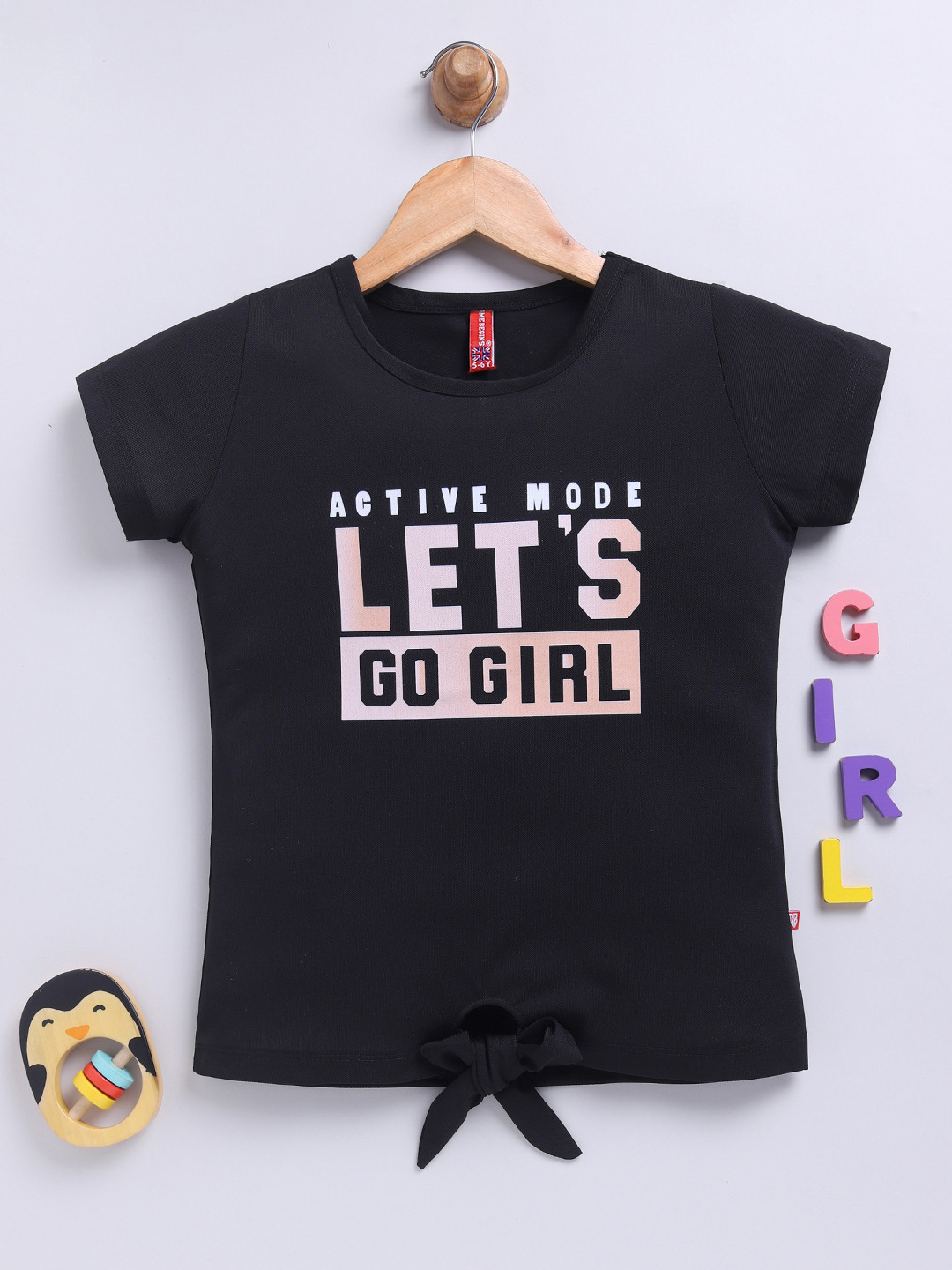 Here&Now X Game Begins Girls Typography Printed Waist Tie Up Top
