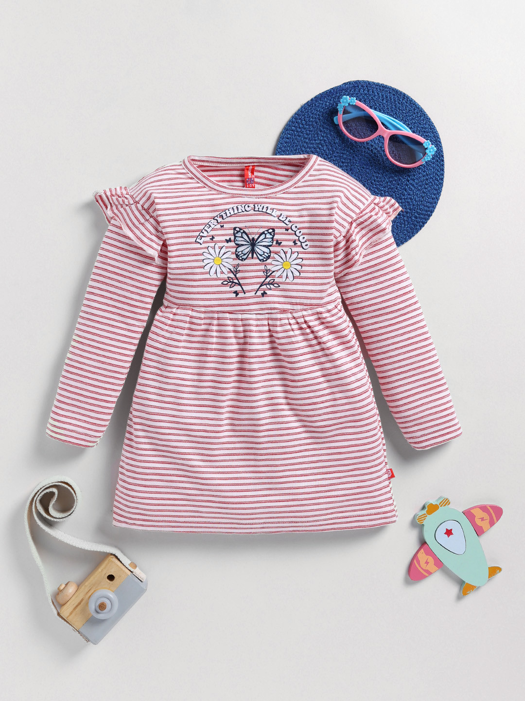 Here&Now X Game Begins Striped Empire Dress