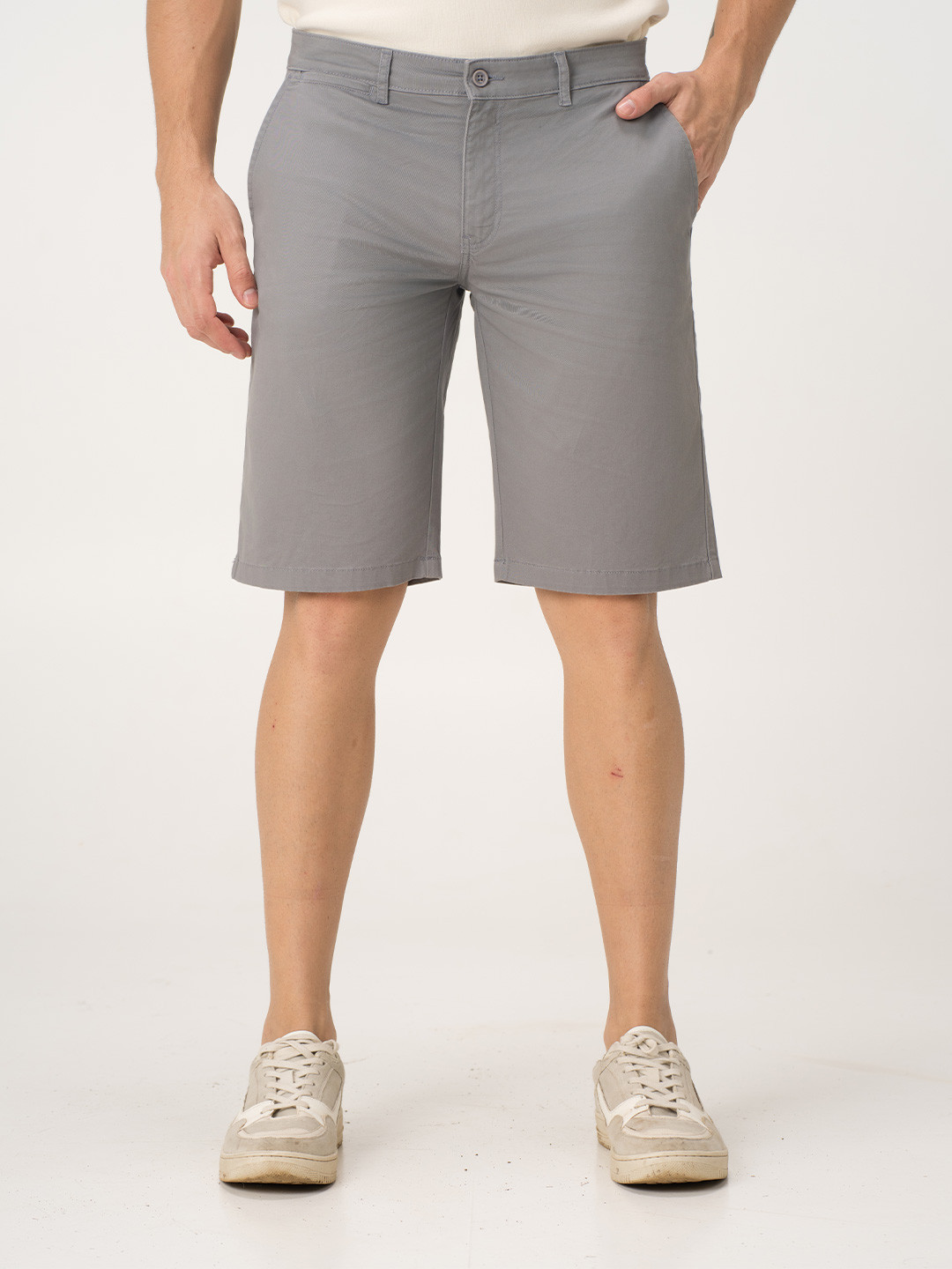 The Pant Project Men Gustav Grey Regular-Fit Stretchable Chino Shorts