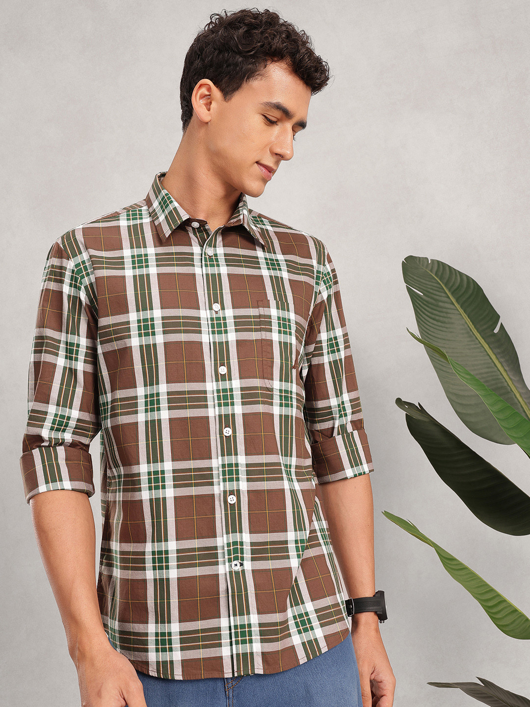 Nautica Slim Fit Tartan Checked Pure Cotton Casual Shirt