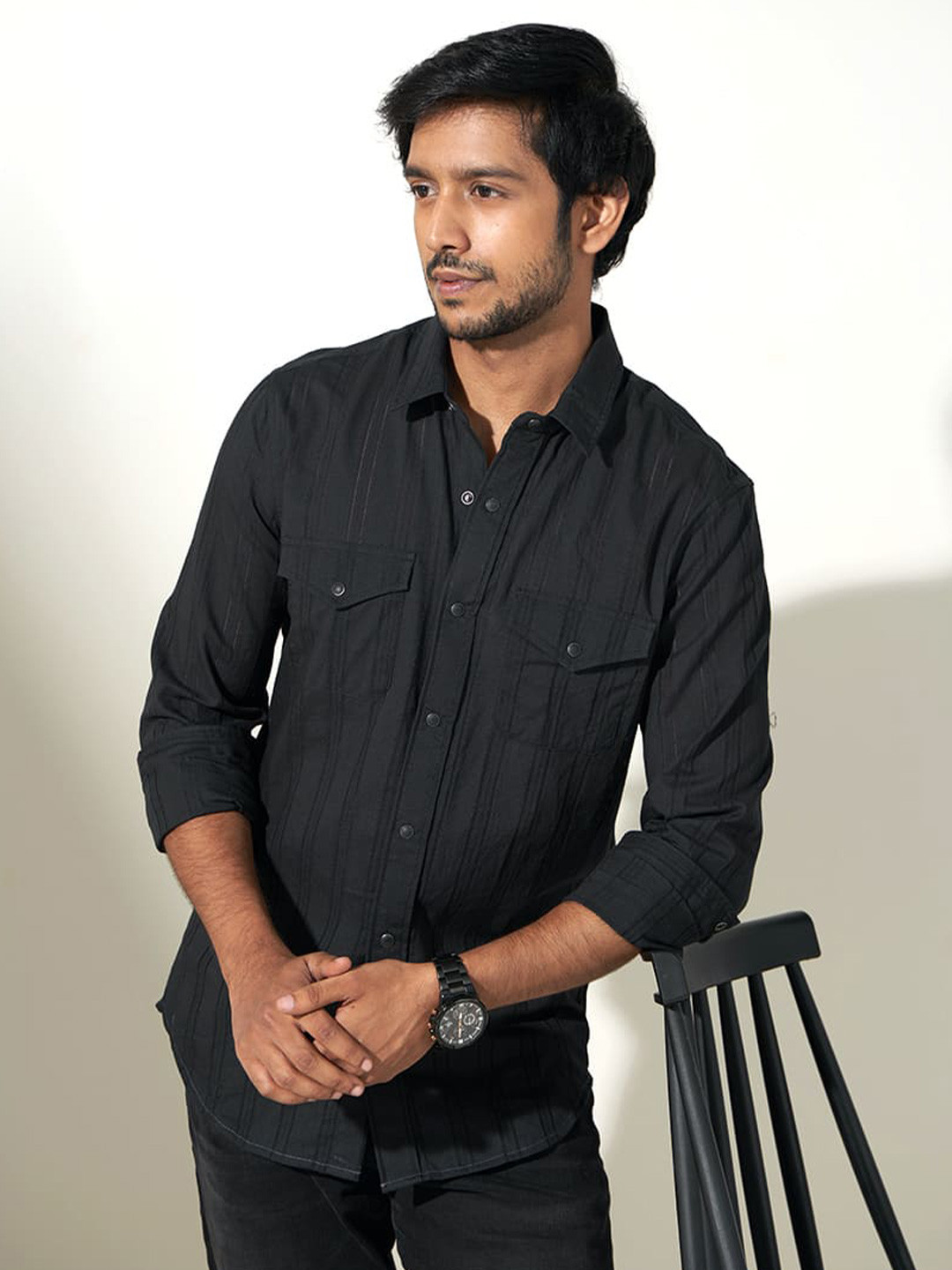 PINK SUPPLY Men Casual See Through Shirt With Snap Butons