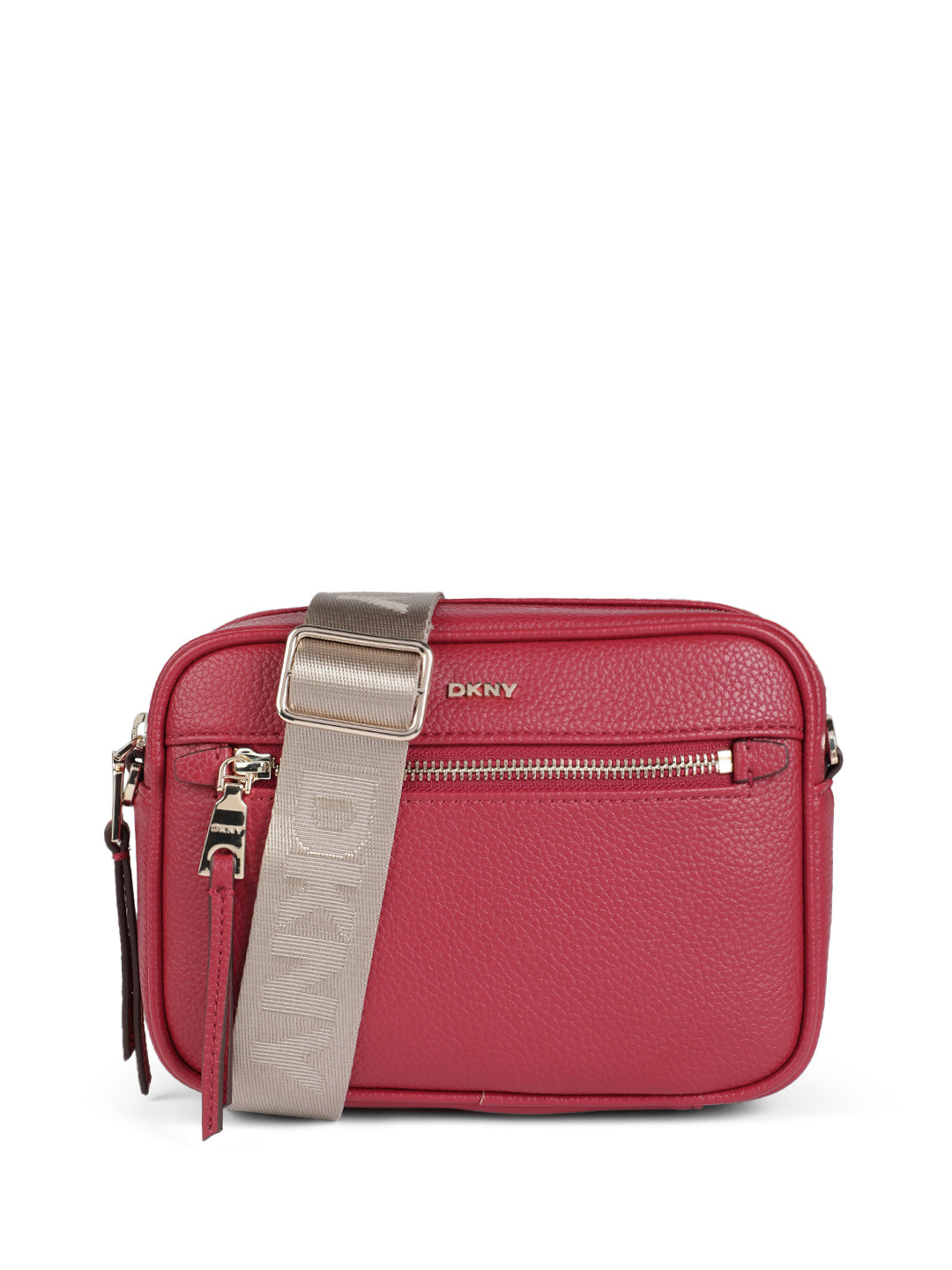DKNY Textured Brand Logo Embossed Structured Sling Bag
