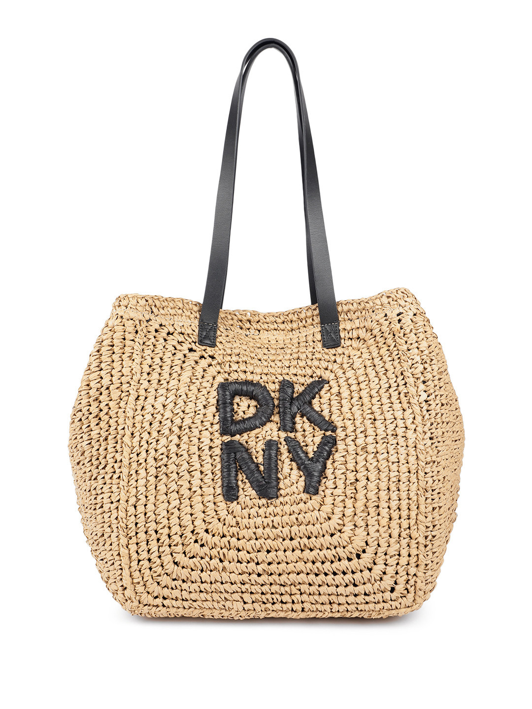 DKNY Textured Basket Weave Brand Logo Embossed Shopper Tote Bag