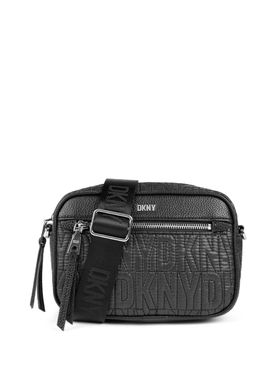 DKNY Brand Logo Textured Structured Sling Bag