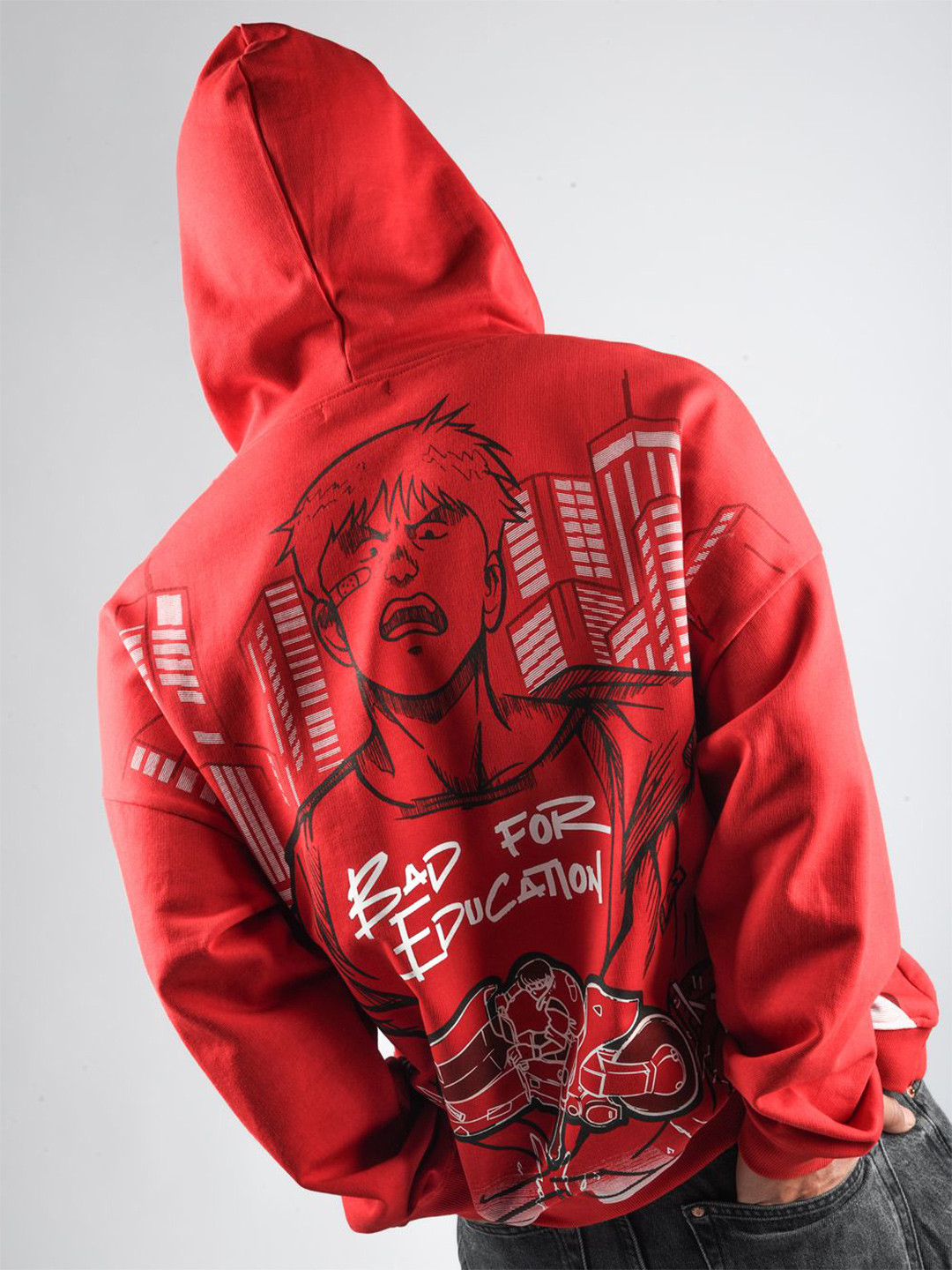 Xenpachi Men Akira Anime Printed Oversize Drop Shoulder Sweatshirt