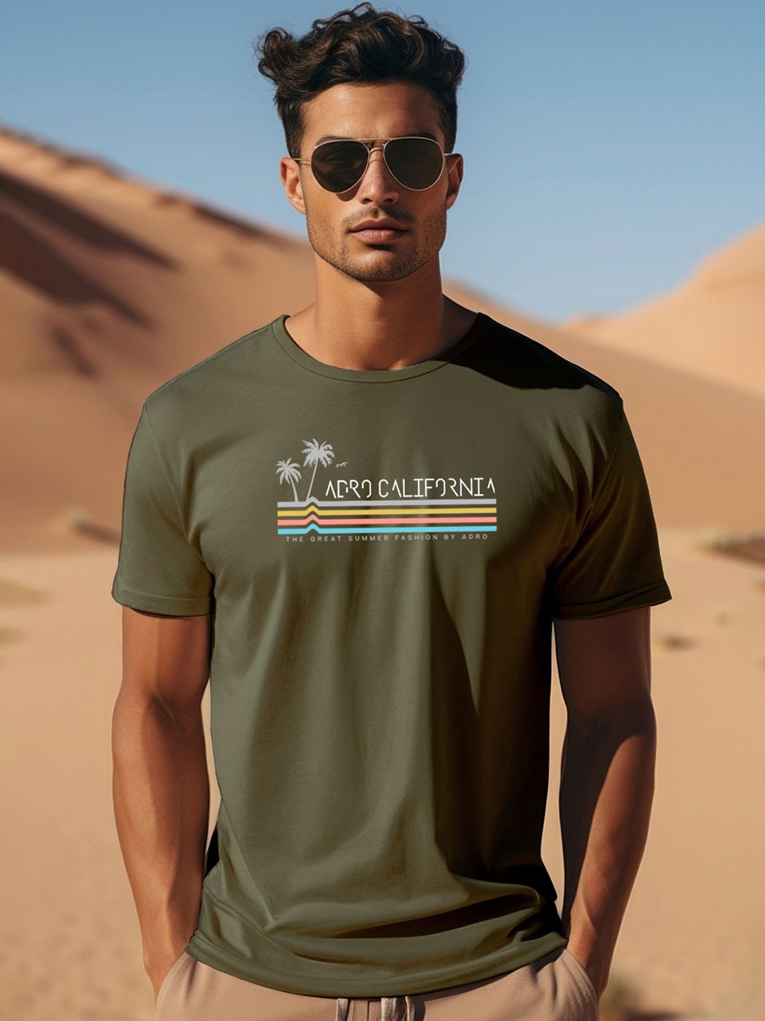 ADRO Typography Printed Round Neck Pure Cotton T-shirt