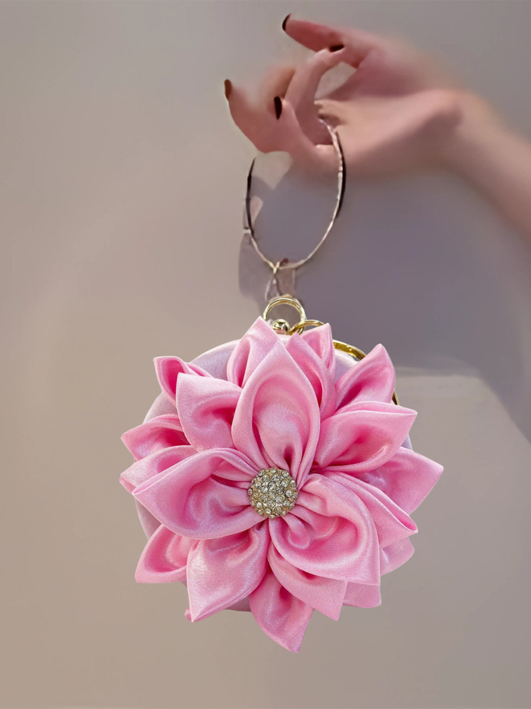 PURPLE WINGS Structured Handheld Bag with Bow Detail