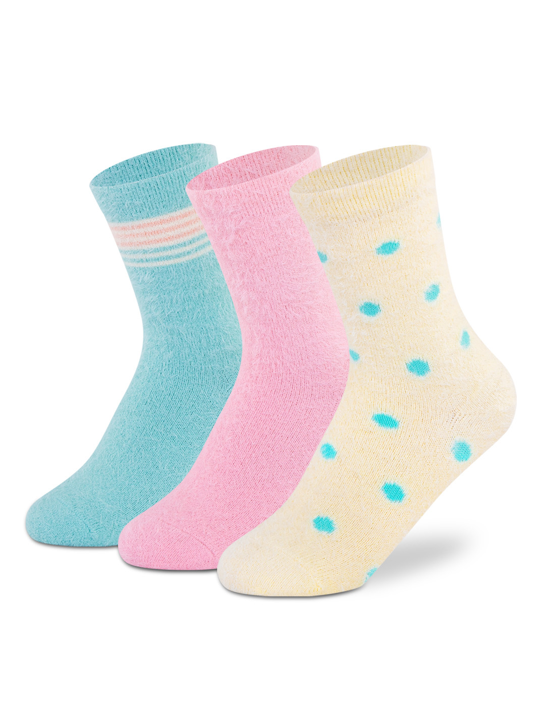 Supersox Girls Pack Of 3 Regular Length Cute Fuzzy Thermal Control Socks