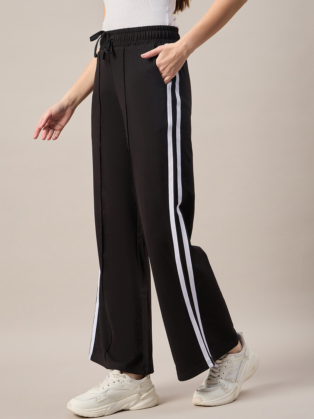 FEMEA Women Side Stripe Wide Leg Track Pants
