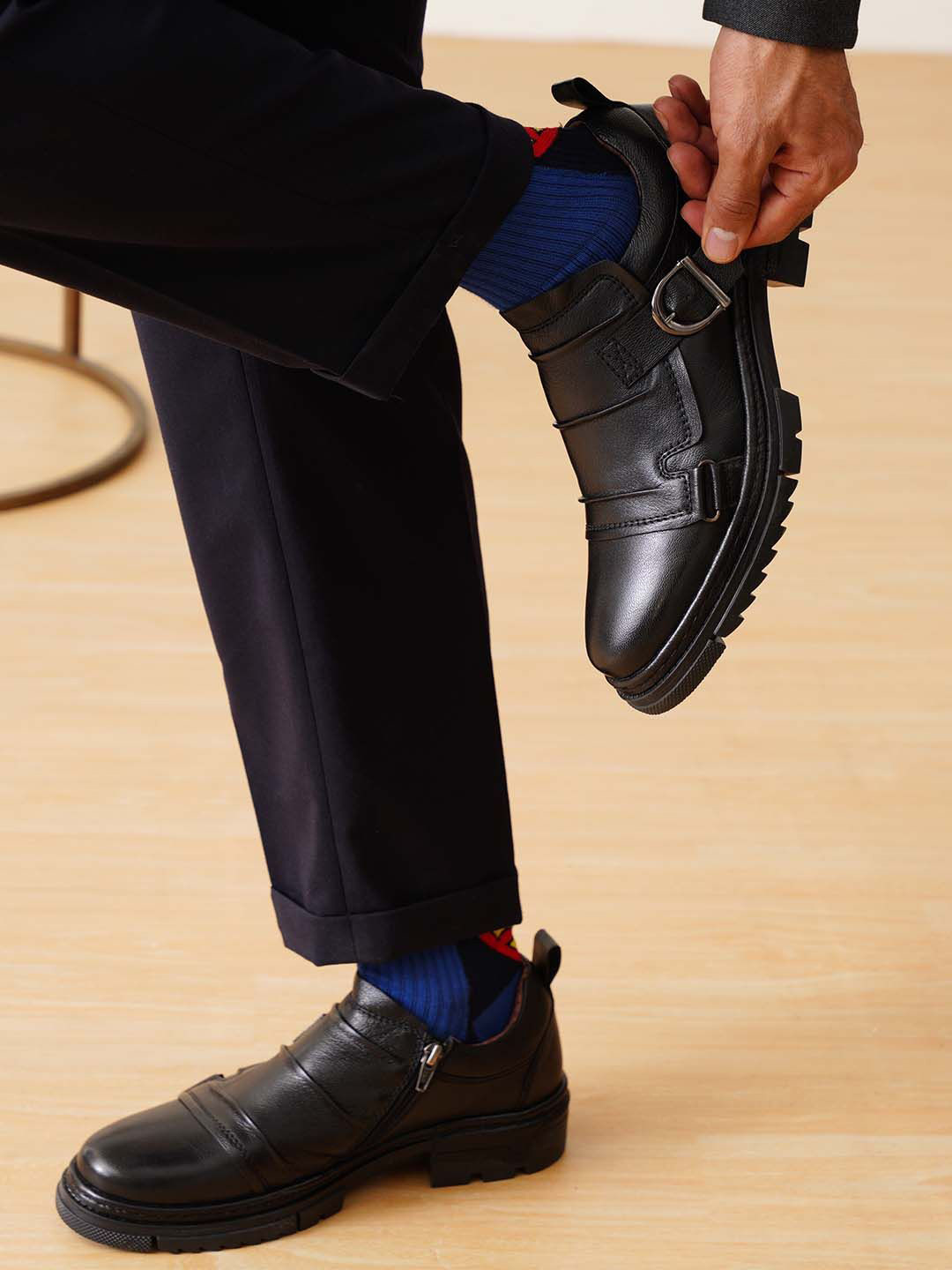 MICHAEL ANGELO Men Textured Causal Monk Shoes