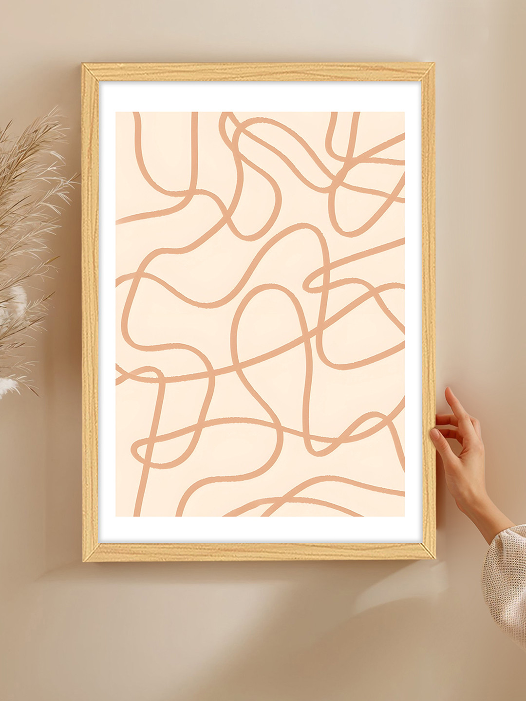 Art Street Boho Line Modern Synthetic Wood Rectangle Paintings Wall Art - 22.9 x 16.9In