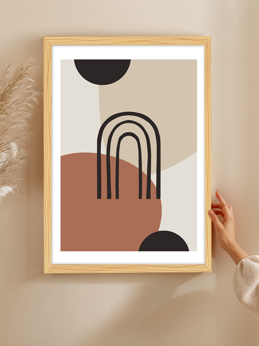 Art Street Beige Synthetic Wood Table Top Living Room Rectangle Paintings Wall Art